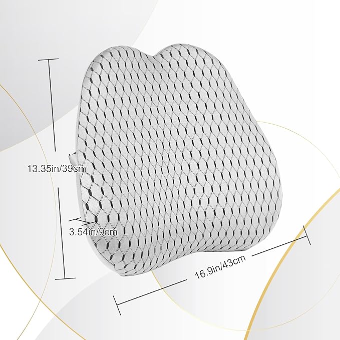 Lumbar Support Pillow for Office Chair,Memory Foam Back Lumbar Support Pillow,Relieve Back Pain,3D Breathable Fabric&Shoulder Strap Fixation,Back Support for Office Chair/Wheelchair/Car(Gray)