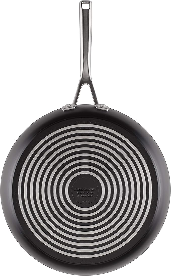 KitchenAid Hard Anodized Induction Nonstick Fry Pan/Skillet with Lid, 12.25 Inch, Matte Black