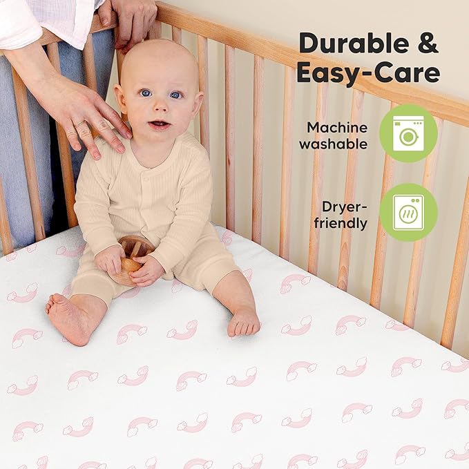 2-Pack Organic Crib Sheets for Boys, Girls - Jersey Fitted Crib Sheet, Baby Crib Sheets Neutral, Crib Mattress Sheet, Cotton Crib Sheets, Breathable Crib Sheet, Baby Mattress Sheets (Dreamland)