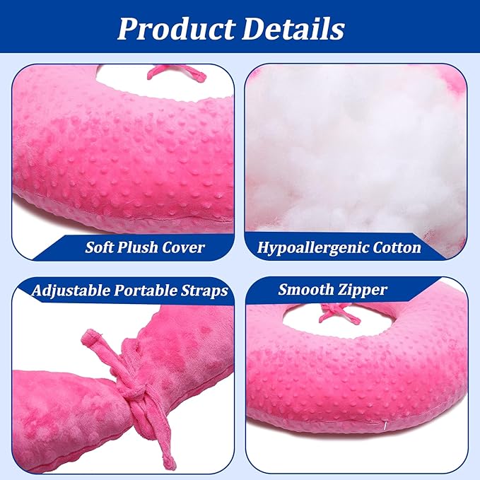 BBL Pillow After Surgery for Butt Sleeping, Brazilian Butt Lift Pillow Post Surgery Recovery for Sitting Sleeping Driving Donut Pillow for Woman Lumbar Back Cushion Seat Foam (Pink Dot)