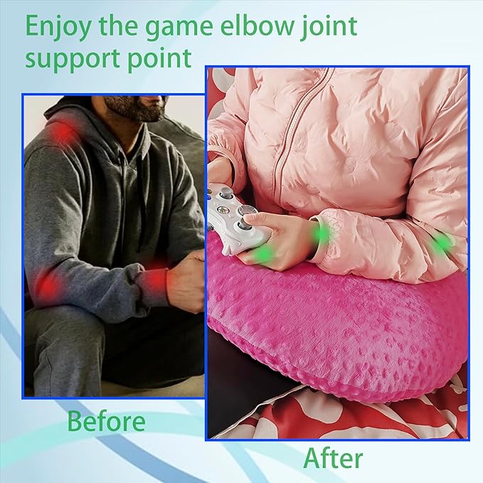 Professional Gaming Pillow for Lap; Arm Rest Pillow Gaming Lap Pillow with Crochet Support - Eliminate Pain in Gaming (Rose Red)