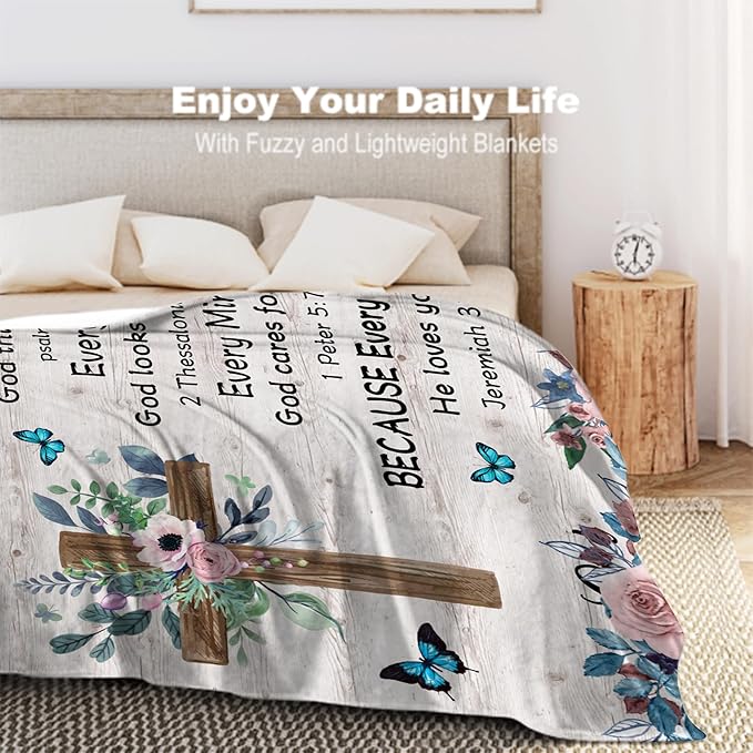 Bible Blanket Christian Gifts for Women, Prayer Blanket, Religious Blanket with Inspirational Thoughts and Prayers, Religious Gifts for Praying Women Men Inspirational Gift 60x80 in