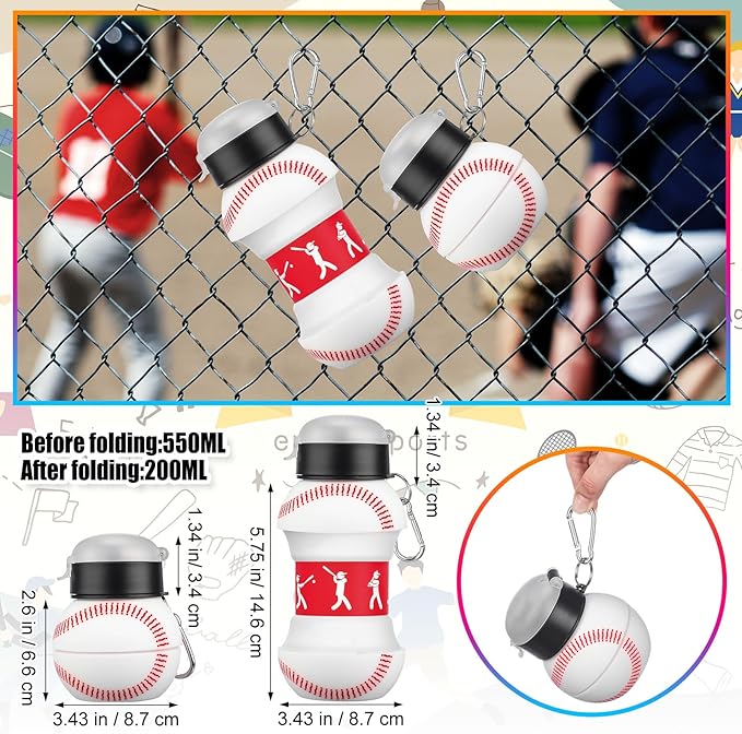 4 Pcs Baseball Gift Set Baseball Drawstring Bag Baseball Stuff, Silicone Water Bottle, Quick Dry Towel, Socks for Training Sports Accessories