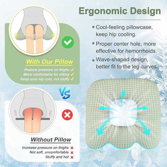 Bed Sore Cushion for Butt Hemorrhoid Pillow Sitting Donut Pillow for Tailbone Pain Relief Pressure Ulcer Coccyx Cushion After Surgery Pressure Sores Pads Medical Donut Seat Cushion