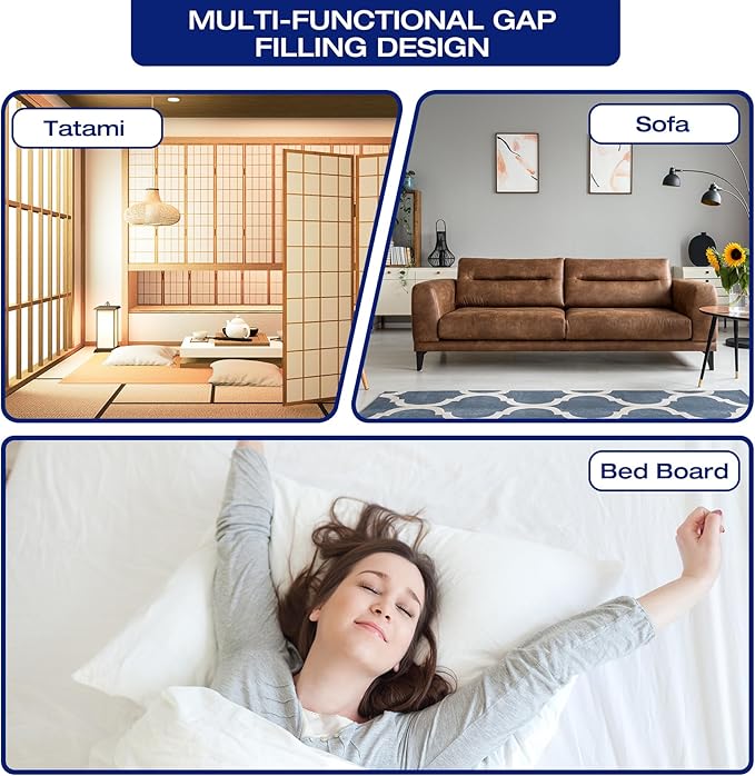 King Size Wedge Pillow for Headboard Gap Filler Nora Pillow Wedge Long Wedge Pillow for King Size Bed Gap(0-8") Between Mattress and Headboard Grey 76"x10"x6"