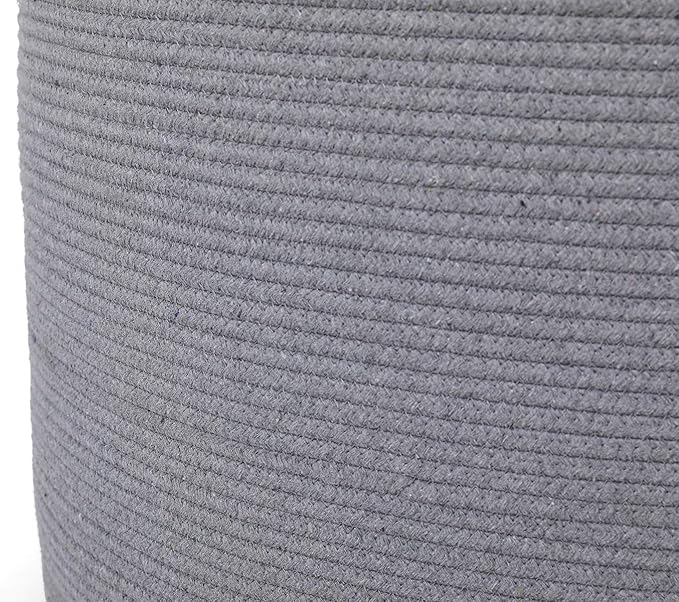 24" x 24" x 17" Max Size Large Cotton Rope Basket, Extra Large Storage Basket, Woven Laundry Hamper, Cloth Storage Bin, for Blankets Clothes Towels Pillows in Living Room, Full Grey