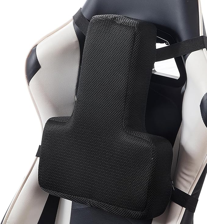 HOMBYS Lumbar Support Pillow for Office Chair-Seat Cushion for Back Support, Improved Sitting Posture and Upper/Lower Back Pain Relief for Desk Chairs, Car Seats and Airplanes(Black, 16"x12"x3")