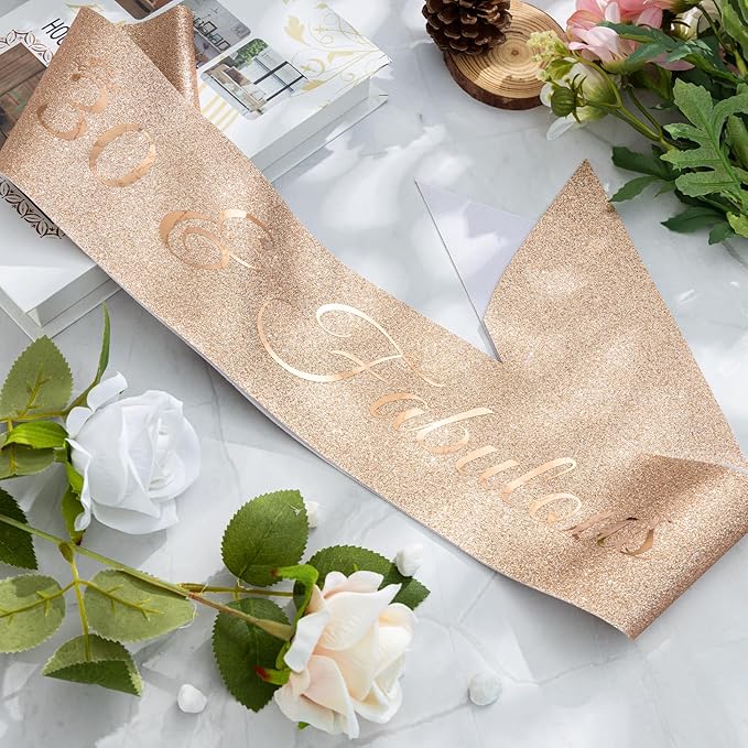 30th Birthday Decoration Sash for Women 30 & Fabulous,30th Birthday Decorations for Her Birthday Party Gift Decorations Favors (30th Birthday Sash)