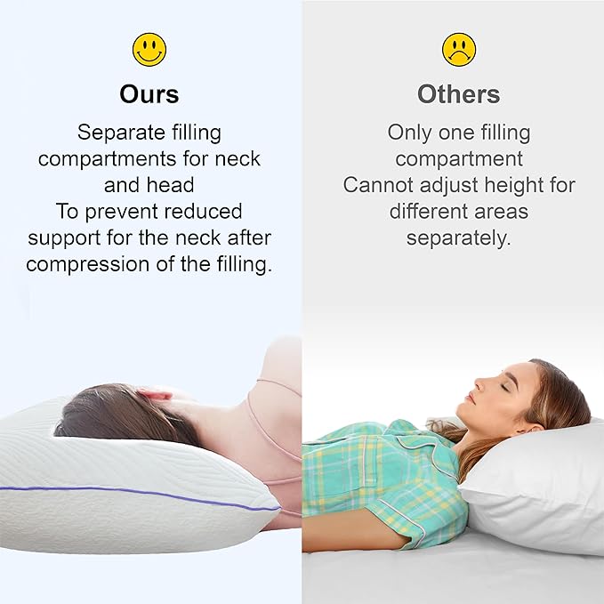 Shredded Memory Foam Pillows Queen Bed Pillows Set of 1, Summer Cooling Pillows for Hot Sleepers with Washable Pillowcase, and Winter Soft Dual Sided Pillow for Back and Stomach Sleepers