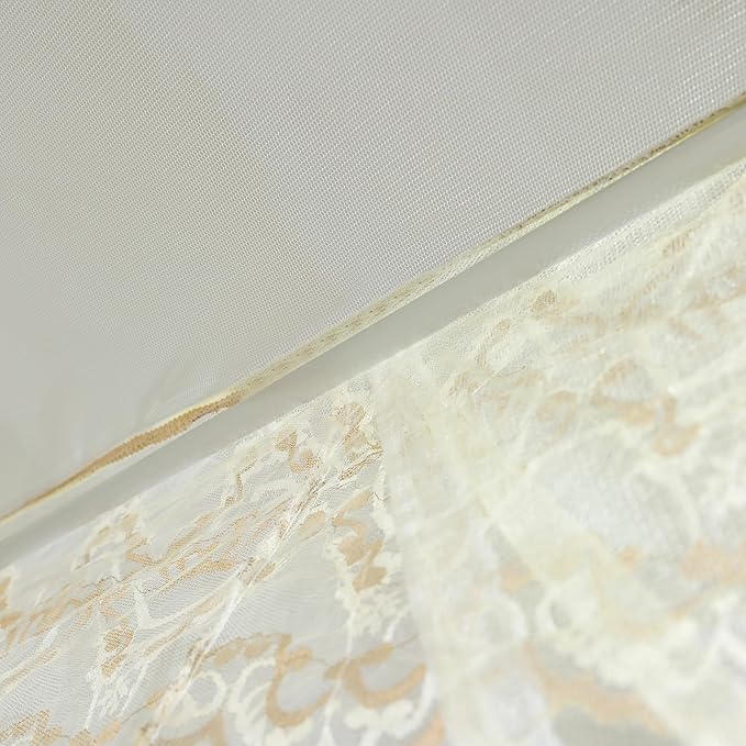 Bed Canopy, Princess Bed Curtain Net for Girls & Adults，Three-Doors Rectangle Lace Dome Netting (Yellow, King)