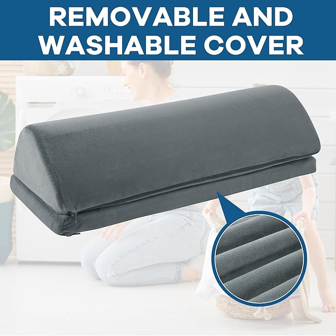 HOMBYS Adjustable Height Half Moon Pillow, 5.5" Bolster Pillow for Lumbar Neck & Leg Support, Supportive Foam Pillow Leg & Knee Elevation Pillow for Reducing Back Pain & Hip Pressure