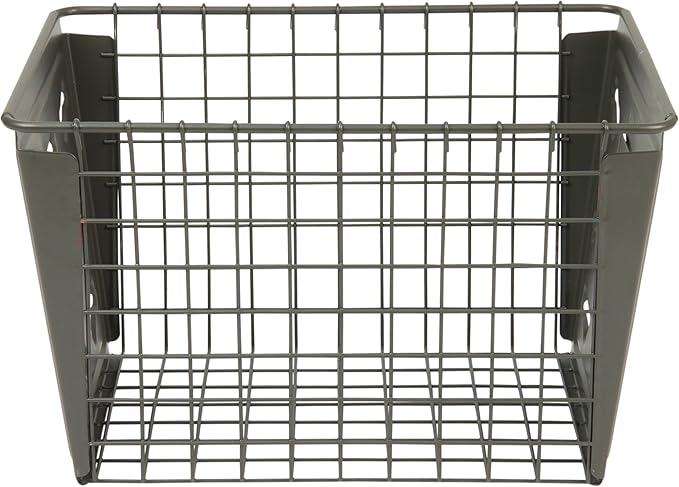 Spectrum Diversified Macklin Basket Steel Bin Bone Design, Pet Accessory Rust-Resistant Finish, Dog Toy Organization & Storage, Medium, Industrial Gray