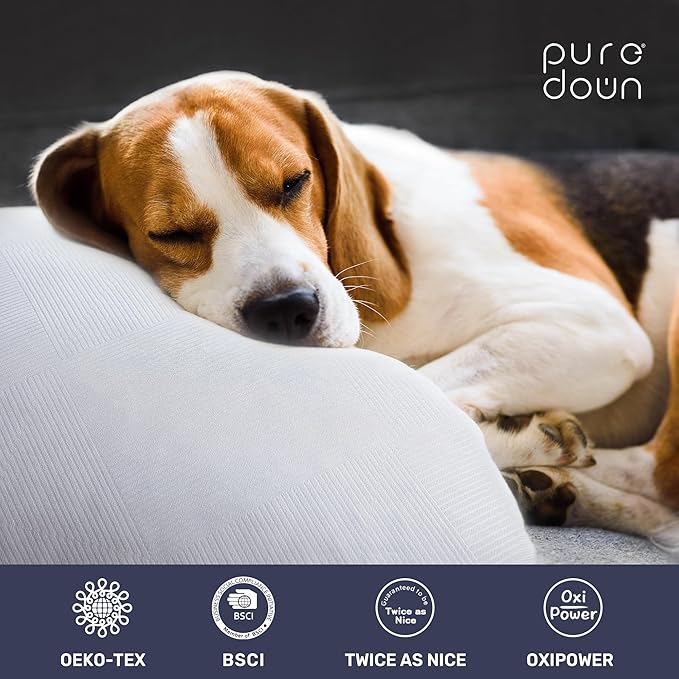 puredown® Soft Bed Pillows for Sleeping, Goose Feather Down Pillows Hotel Collection King Size of 2, Twill Diamond Pattern Embossing Pillows for Back Stomach Side Sleepers (20 x 36, 2 Pack)