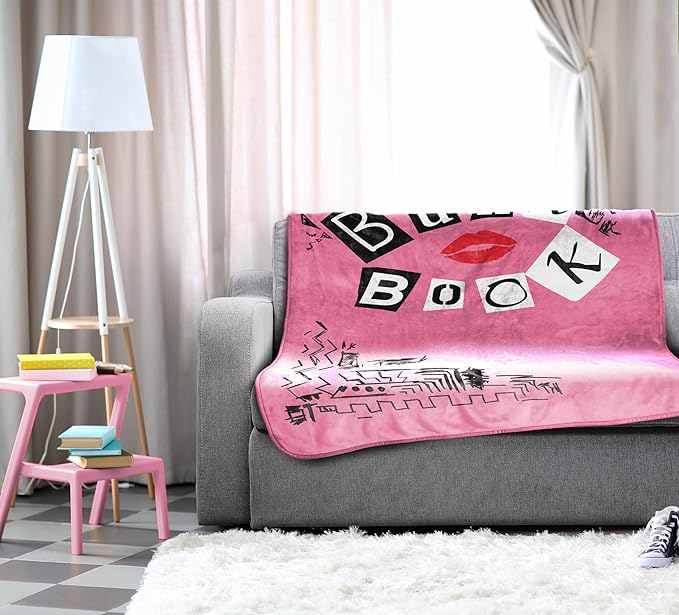 Mean Girls Burn Book Plush Throw Blanket for Girls - Measures 46" x 60" Soft Fleece Bedding - Super Soft Lightweight Pink Throw Blanket
