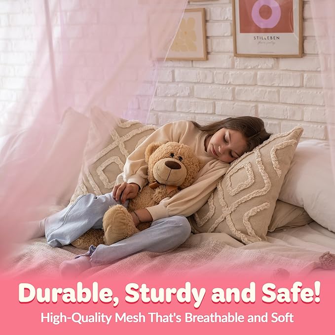 Canopy Bed Curtains with Lights, Twin Princess Bed Canopy For Girls, Pink & Purple | Fits Twin & Twin XL | Bed Curtains From Ceiling Or Bed Frame, Bed Curtains, Bed Canopies & Drapes, Princess Canopy