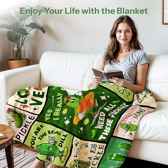 Pickle Gifts for Pickle Lovers, Pickle Lover Gifts, Pickle Blanket for Pickle Lovers, Pickle Themed Gifts, Funny Pickle Gifts Blanket on Birthday Christmas 50x60 in