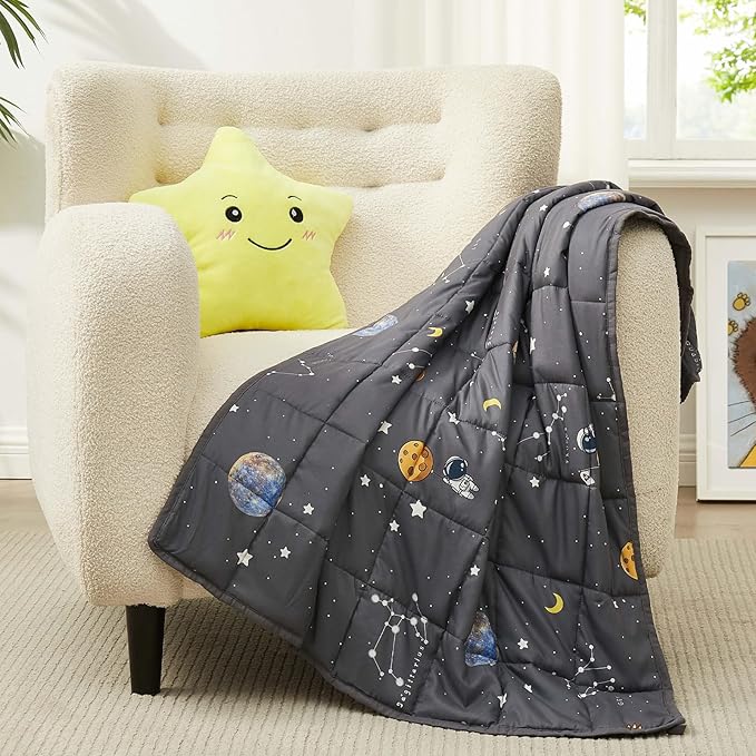Weighted Blanket Kids (36"x48" 3lbs), Weighted Blanket Cooling Blanket for Sleeping,Throw Size Breathable Blanket with Premium Glass Bead(Space Grey)