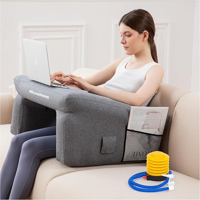Reading Pillow for Gaming,Inflatable Bed Rest Pillow for Reading,lap desk Extra Large Arm Rest Pillow for bed,Floor,Working,Gaming,for Play Steam Deck Switch and PS5 while Sitting in Bed table pillow