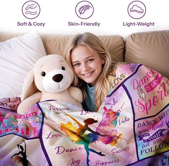 Dance Gifts, Dance Blanket, Dance Gifts for Girls, Dance Recital Gifts for Girls, Gifts for Dancers, Dancer Gifts for Girls on Christmas Birthday Thanksgivings 40x50 in