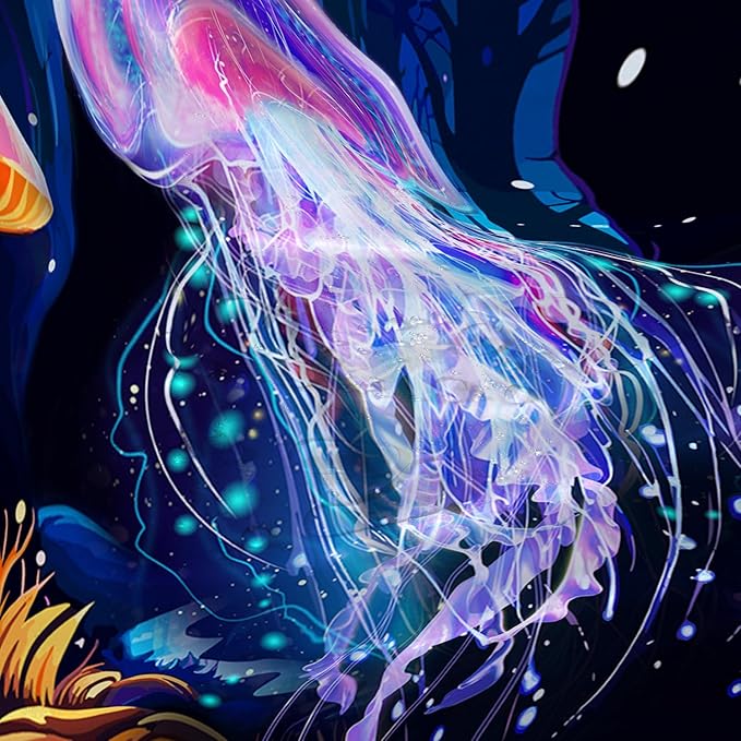 AILONEN Beautiful Jellyfish Shower Curtain,Magic Mushroom Waterproof Fabric Bath Curtain for Kids Girls,Boho Style Mysterious Planet Shower Curtain Set for Bathroom, 72" W*72" H