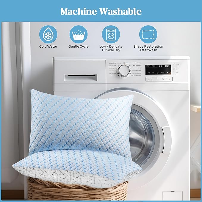 Bafode Memory Foam Pillows Standard Size Set of 2 Cooling Bed Pillow 2 Pack Shredded Memory Foam Pillow for Sleeping 20x26