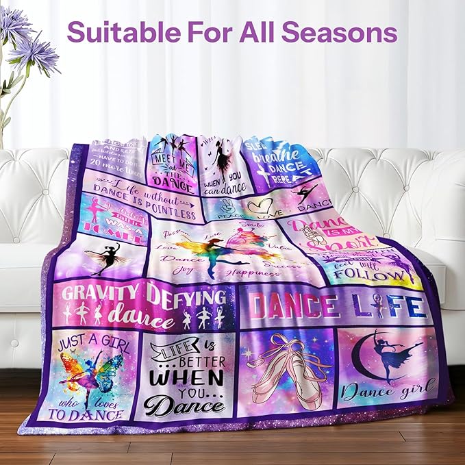 Dance Gifts for Girls, Gifts for Dancers, Dance Blanket, Dancer Gifts for Girls Teens, Ballet Blanket Gymnastics Blanket on Christmas Birthday Thanksgivings 50x60 in