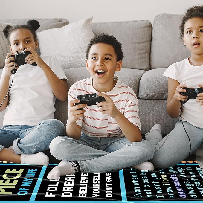 Gamer Gifts for Teenage Boys, 40x50 Inch Gamer Blanket Video Game Gifts Gaming Blanket for Son Cozy Throw Blanket Gamer Room Decor Gamer Gifts for Boys 8-12 Son Blanket from Dad Mom