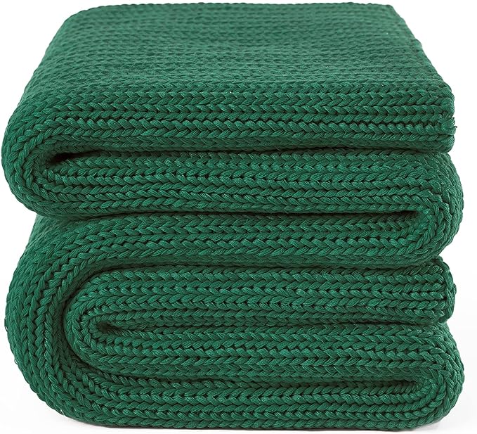Knitted Weighted Blanket(Green 50"x75" 20lbs),Home Décor Cooling Throw Blanket for Hot Sleepers,Hand Made Chunky Knit Heavy Blanket for Adults Use on Full Size Bed