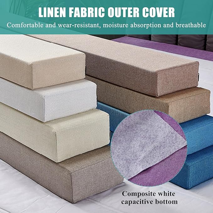 Mattress Extender, Bed Gap/Space Filler, Headboard Pillow Between Headboard and Mattress or Wall, High-Density Foam with Removable Cover（Light Grey-Full-54 * 6 * 8in）