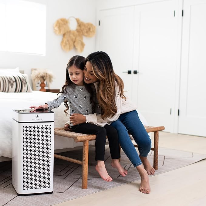 Medify MA-40 UV Light Air Purifier with True HEPA H14 Filter | 1,793 ft² Coverage in 1hr for Wildfires Smoke, Odors, Pollen, Pets | Quiet 99.9% Removal to 0.1 Microns | White, 1-Pack