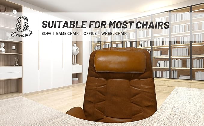 BOWERBIRD Genuine Leather Recliner Head Pillow-Head and Neck Pillow-Headrest Cushion for Neck Pain Relief and Cervical Support