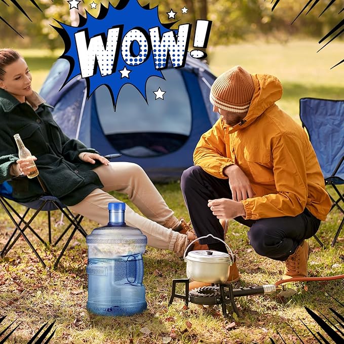 2 Pieces Water Jugs Round Plastic Water Bottle Portable Water Jug with Handle Leakproof Screw Cap Reusable Large Capacity Water Bottle for Camping Outdoor Travel Gym Use(2 Gallon)