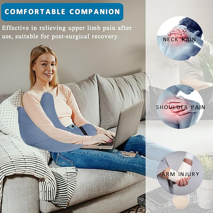 Shoulder Surgery Pillow, Rotator Cuff Pillow for Side Sleeper, Shoulder Pain Relief Removable with Shoulder Strap Support Arm Pillow for Side Sleep and Post Surgery (Light Blue)