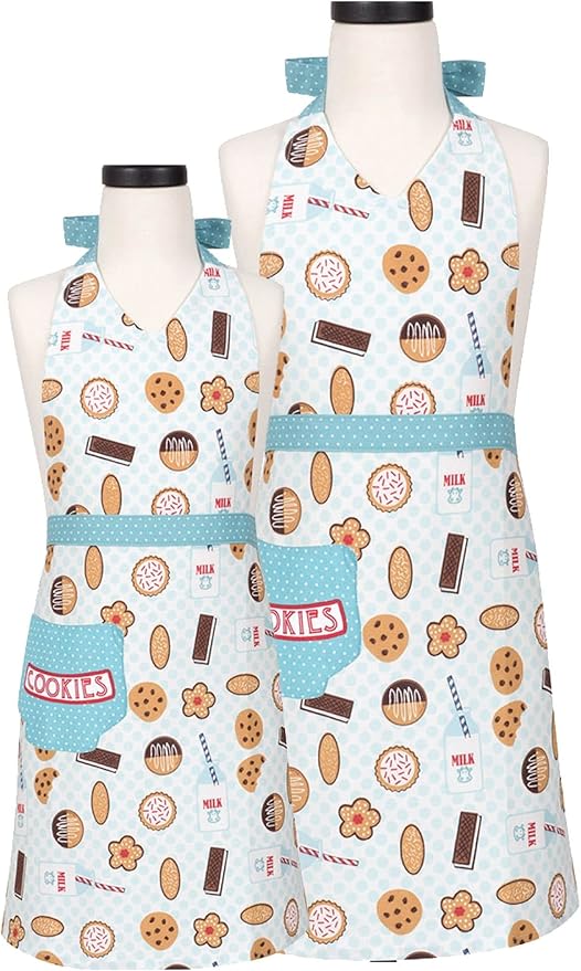 Mother and Daughter Milk and Cookies 100% Cotton Apron Set