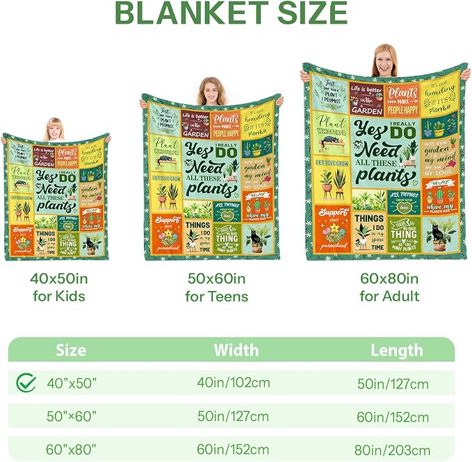 Gardening Gifts for Women, Plant Gifts Blanket, Plant Gifts for Plant Lovers, Gifts for Gardeners Woman, Blanket for Plant Lover Mom Aunt Grandma Daughter Mothers Day Christmas 40x50 Inch