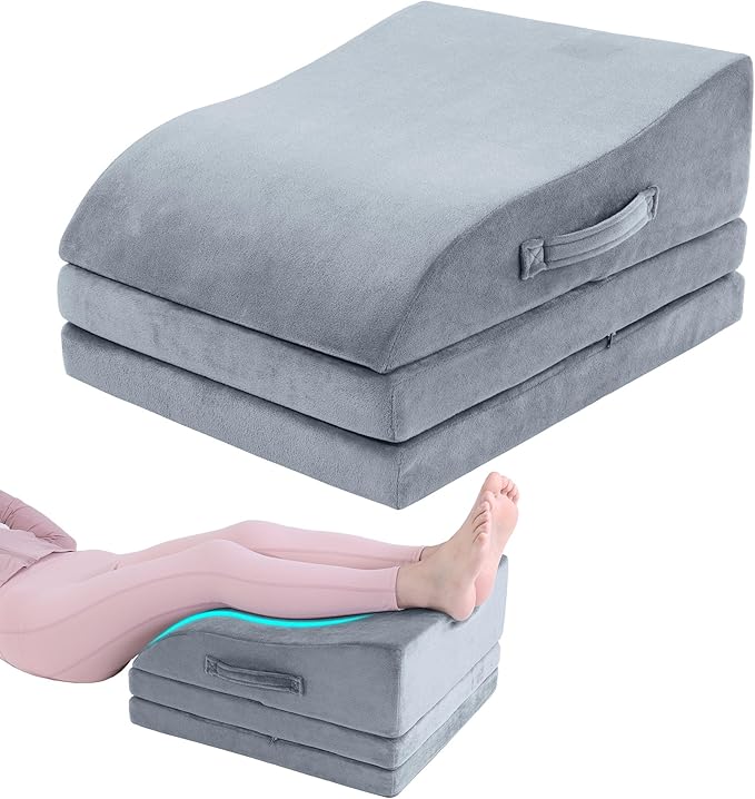 HOMBYS Adjustable Height Wedge Leg Elevating Pillow for Swelling,Three Layers Wedge Leg Support Pillows for After Surgery,Foot Wedge Pillow for Knee Pain Relief, Elevated Pillows for Sleeping,Grey