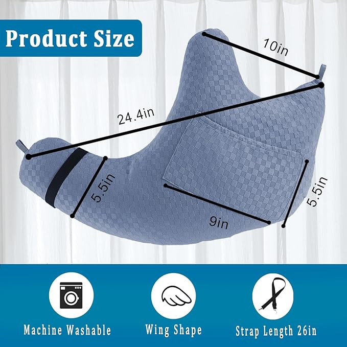 Shoulder Surgery Pillow, Rotator Cuff Pillow for Side Sleeper, Shoulder Pain Relief Removable with Shoulder Strap Support Arm Pillow for Side Sleep and Post Surgery (Light Blue)