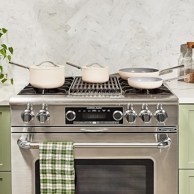 Caraway Mini Cookware Set - Non-Stick Ceramic Fry Pan (1.05 qt, 8") & Sauce Pan (1.75 qt) - Non Toxic, PTFE & PFOA Free - Oven Safe & Stovetop Agnostic (Gas, Electric & Induction) - Sage