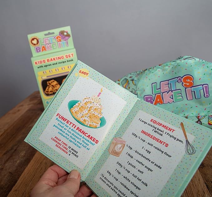 Boxer Gifts Let's Bake It Kids Baking Set | Fun Kids Baking Recipe Book and Apron | Great Gift for Kids