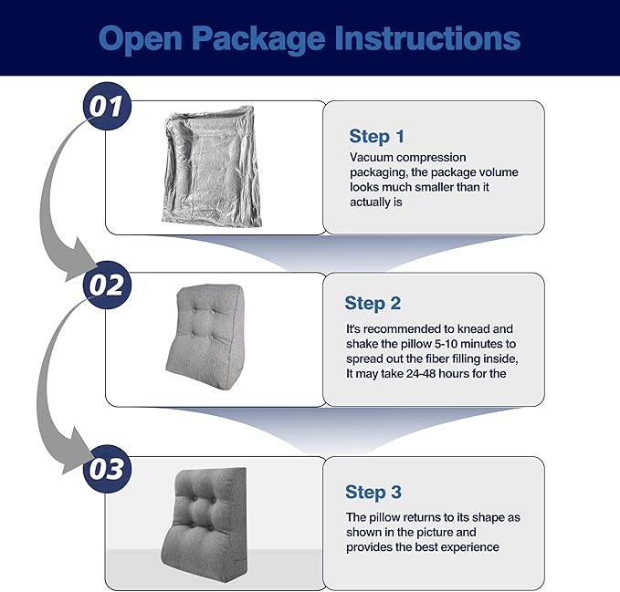 Daneey Bed Pillows for Sitting up in Bed, Reading Pillows for Sitting in Bed Adult, Back Pillow for Bed Sitting Up, Back Support Pillow for Bed Removable Breathable Cover, Gray