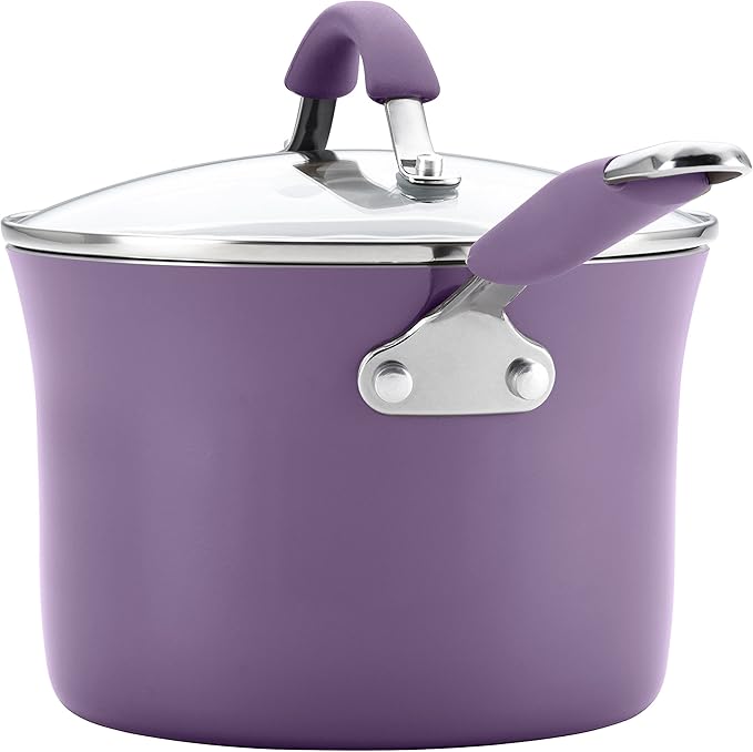 Rachael Ray Cucina Nonstick Cookware Pots and Pans Set, 12 Piece, Lavender Purple