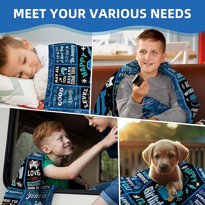 Teen Boy Gifts, Happy Birthday for Boy Blankets, Happy Birthday Decorations for Boy, Birthday Gifts for Boys Kids, Boy Kids Birthday Gift, Super Soft Kids Blanket, Best Birthday Gift Ideas 60 X 50in