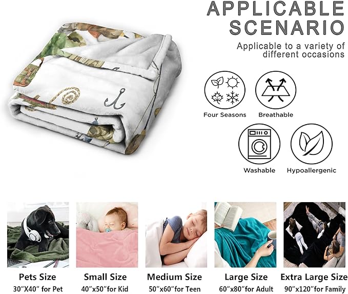 Custom Fishing Blankets and Throws,Fishing Gifts, Gifts for Fisherman,Custom Fish Blankets Fishing Gift for Man, Fish Hunter Gifts Throw Blanket, Fathers Day Fishing Gifts for Men,Kids Size-40"x50"