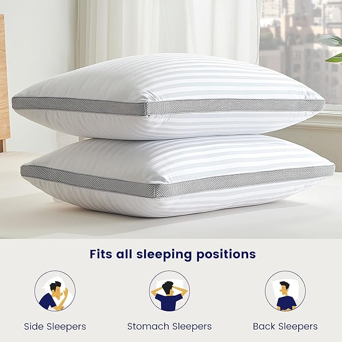 SLEEP ZONE Bed Pillows for Sleeping, King Size Set of 2, Sandwich Mesh with Breathable Sides, Premium Medium Pillows for Back, Stomach or Side Sleepers