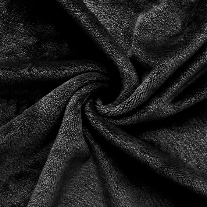 Bnuitland Travel Blanket and Pillow 2 in 1, Soft Flannel Airplane Blanket in Bag Compact-Long Flight Essential for Adults and Kids, Portable Luggage Sleeve and Backpack Clip, 65×40 inch Black