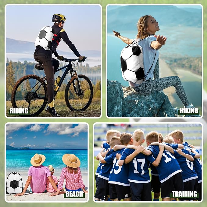 4 Pcs Soccer Party Favors Sports Drawstring Bag 24 oz Soccer Reusable Water Bottles Sports Water Bottle for Sporting Cycling Working Traveling Gym Outdoor