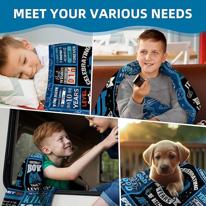 Gifts for 10 Year Old Boys, 10 Year Old Boy Birthday Gift, Kids Blanket 60 x 50 Inches Warm Flannel Boys Throw Blankets for Boys 10 Year Old Boy Gifts Ideas, 10 Year Old Boy Gifts