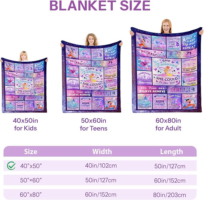 Gymnastics Gifts for Girls, Gymnastics Stuff, Gymnastics Blanket, Gymnastics Gifts, Gymnastics Stuff for Girls, Gymnastics Blankets, Gifts for Gymnasts Girls on Christmas Birthday 40x50 in