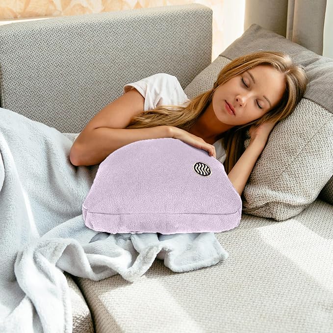 Plush Weighted Pillow 9lbs - Enhances Relaxation and Comfort with Ultra Plush Cooling Fabric - Cool Alternative to Weighed Blanket - Glass Beads Weight, Machine Washable (Fleece, Light Gray)