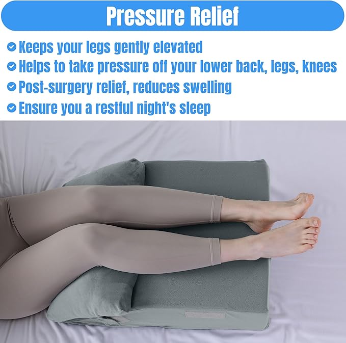 HOMBYS Leg Elevating Adjustable Pillow,High Density Foam Leg Elevation Pillows for After Surgery,Wedge Pillow for Knee or Leg Pain Relief,Leg Support Pillow to Elevate Feet (17"x24"x9")